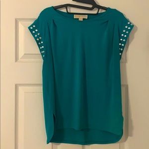 Cap sleeve Michael Kors teal blouse